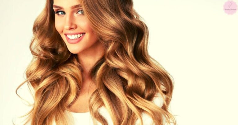 a woman with voluminous, wavy ringlets underneath and sleek, straight hair on top, showcasing a blend of curly waves and smooth texture.