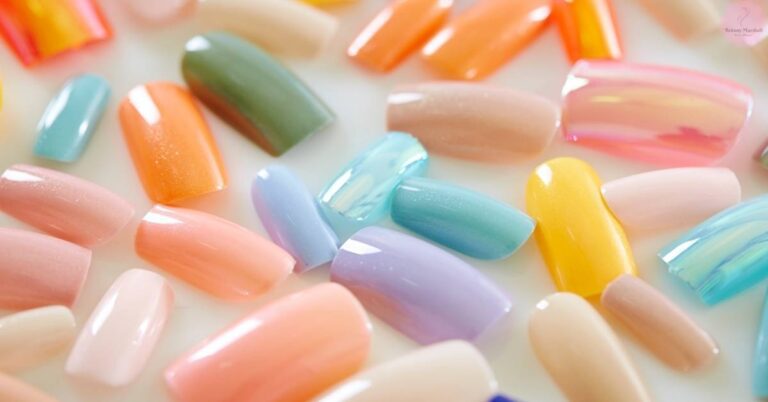colorful semi-cured gel nail strips in various pastel and bright hues for ohora nail manicure application