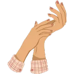 two hands gently clapping, showcasing rolled sleeves with checkered cuffs