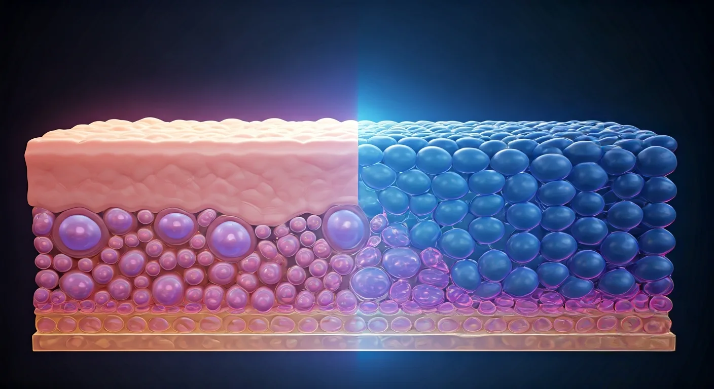 3D visualization showing skin cellular repair and senescence reversal