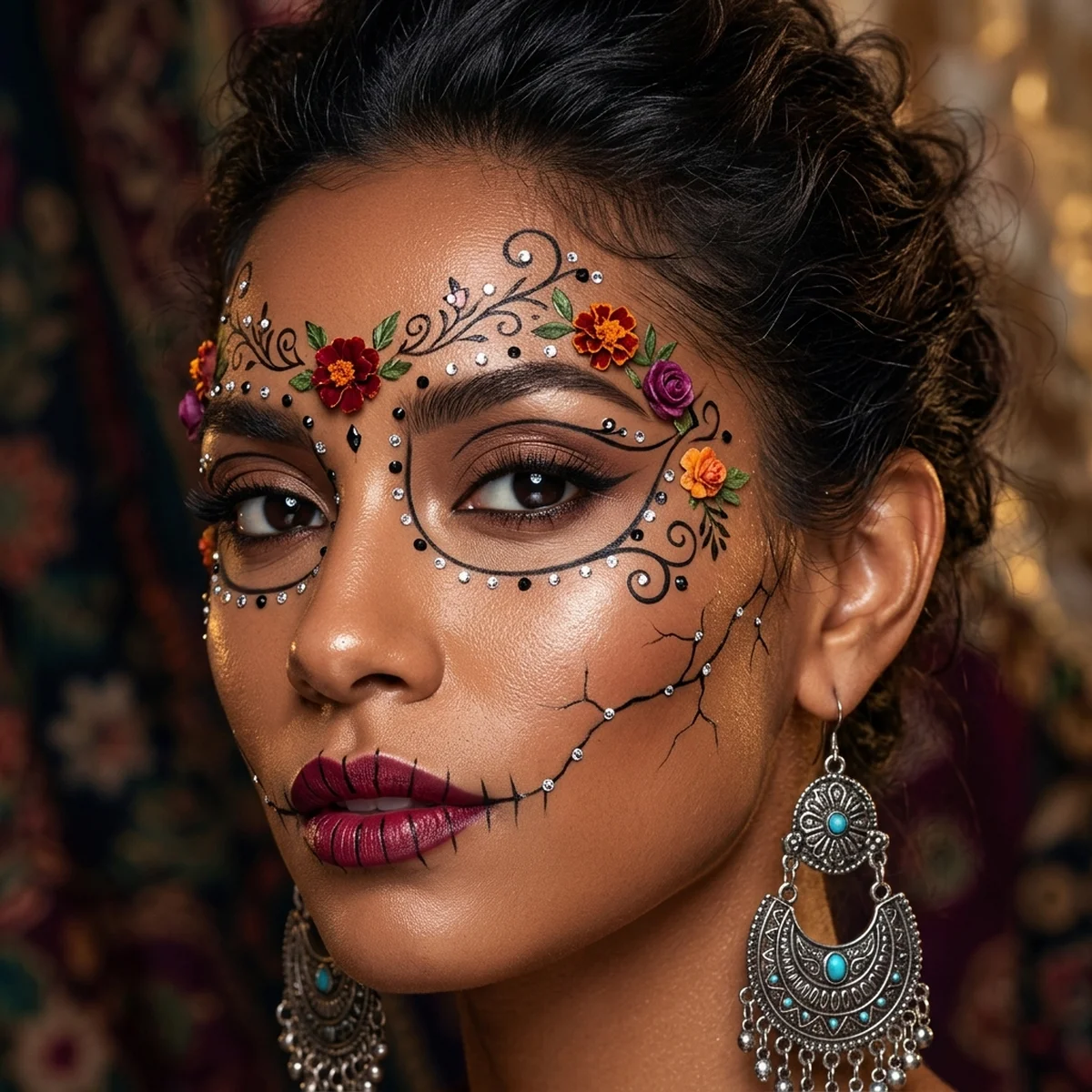 32 Stunning Mexico Makeup Trends and Latina Beauty Ideas 13 The Catrina (Sugar Skull) Glam
