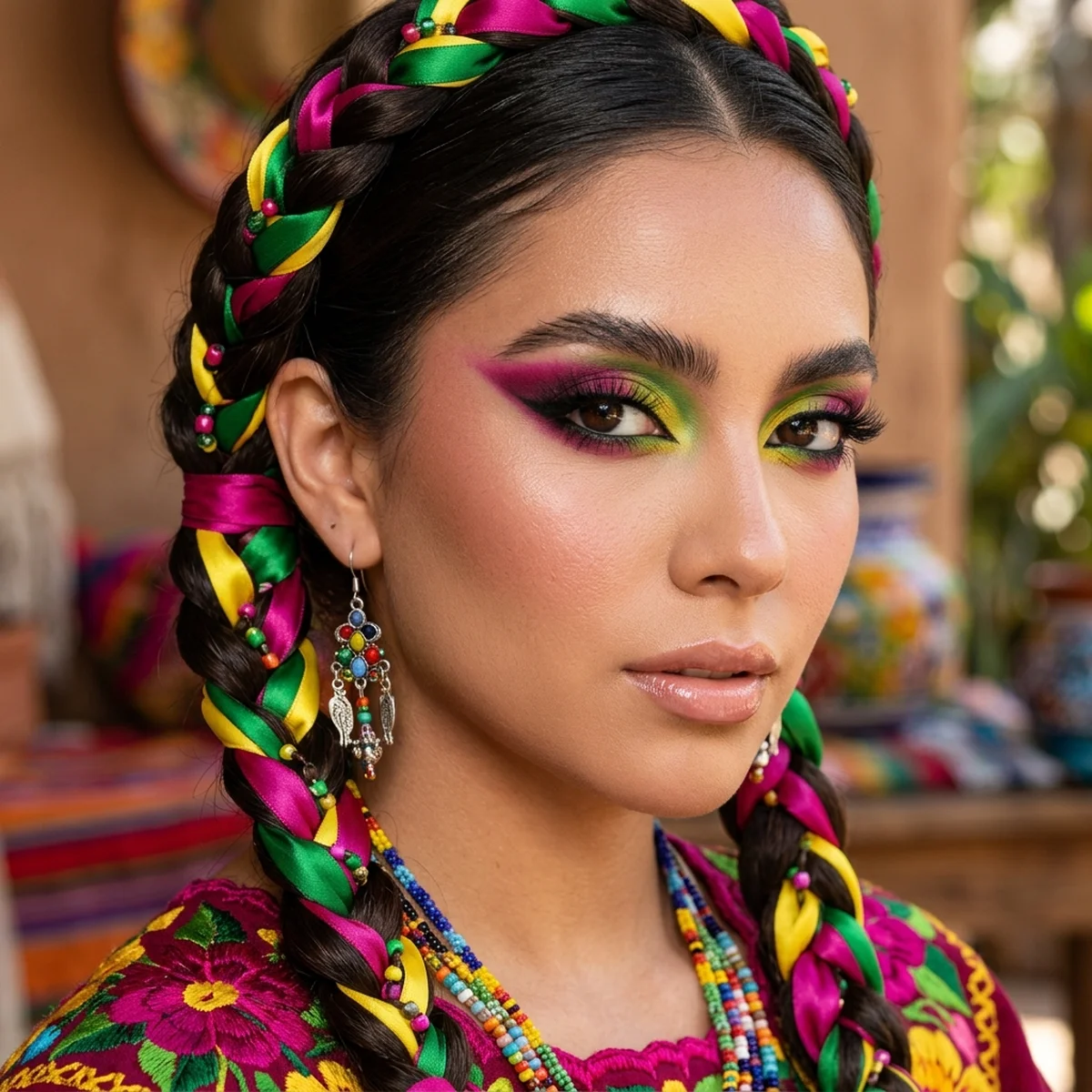 32 Stunning Mexico Makeup Trends and Latina Beauty Ideas 6 Folklorico Ribbons