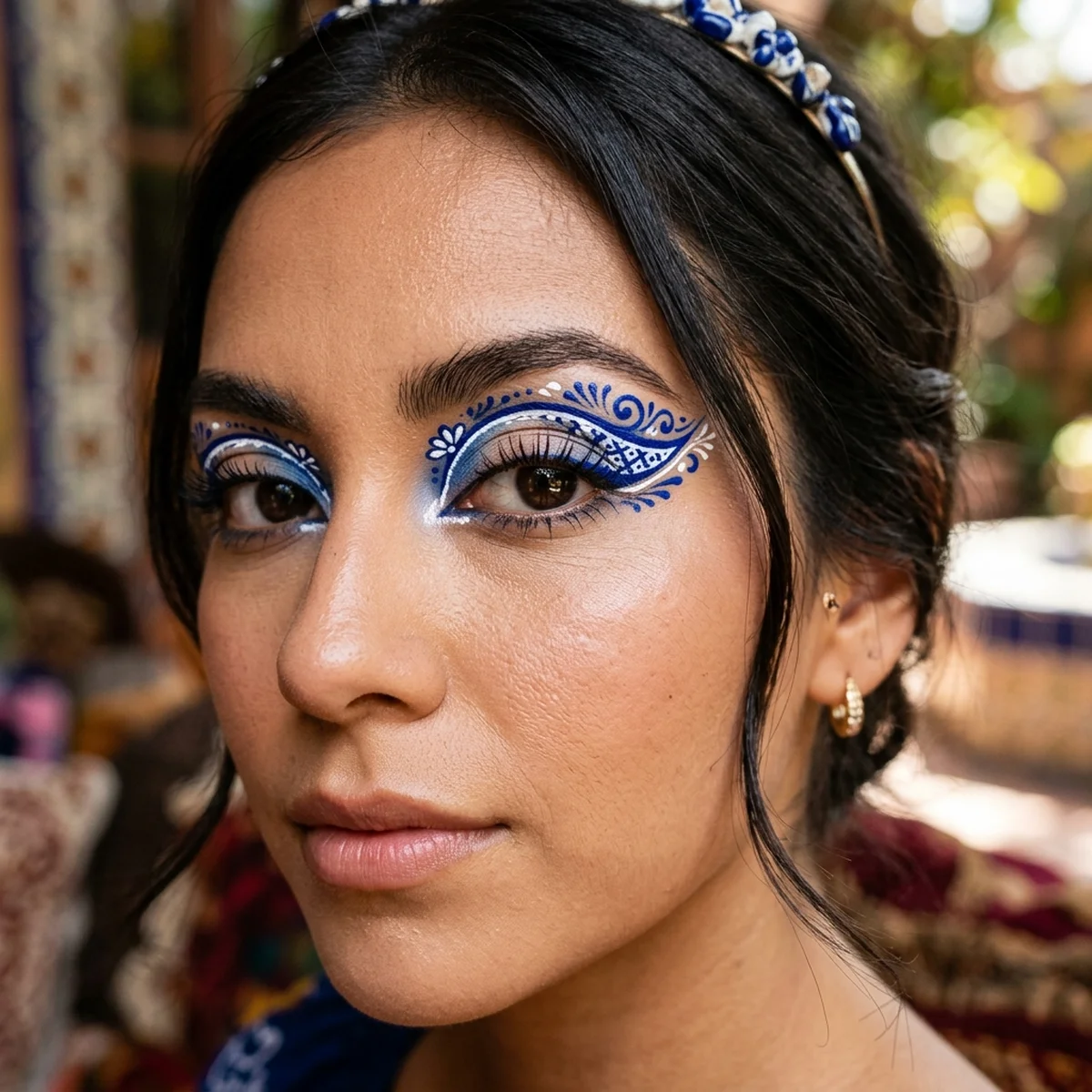 32 Stunning Mexico Makeup Trends and Latina Beauty Ideas 11 Talavera Tile Eyes