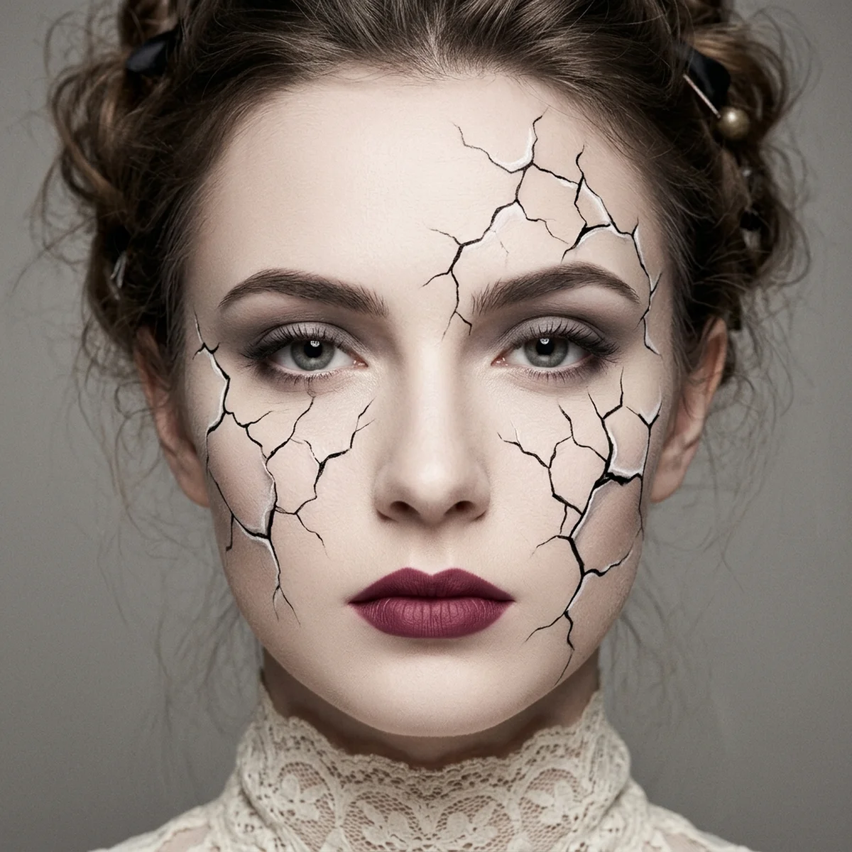 32 Unsettlingly Perfect Uncanny Valley Makeup Ideas to Try 13 The Cracked Porcelain