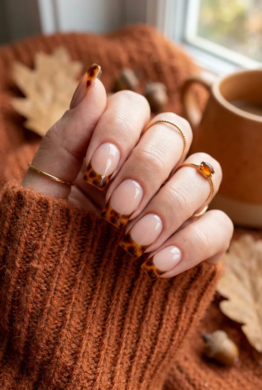 30 Stunning August Nails to Transition from Summer to Fall 32 Transitional Tortoiseshell Tips