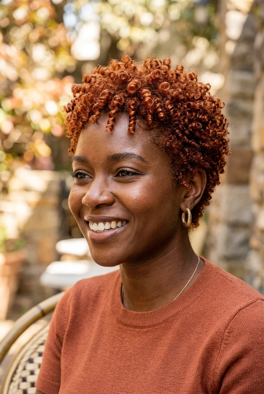 30 Gorgeous Coily Pixie Cuts You Have to See 48 Copper Toned Coily Pixie