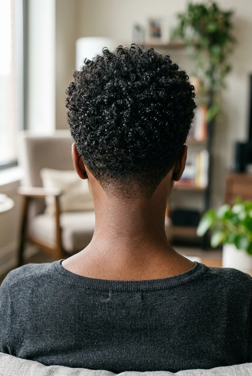 30 Gorgeous Coily Pixie Cuts You Have to See 52 Pixie with V-Shaped Nape