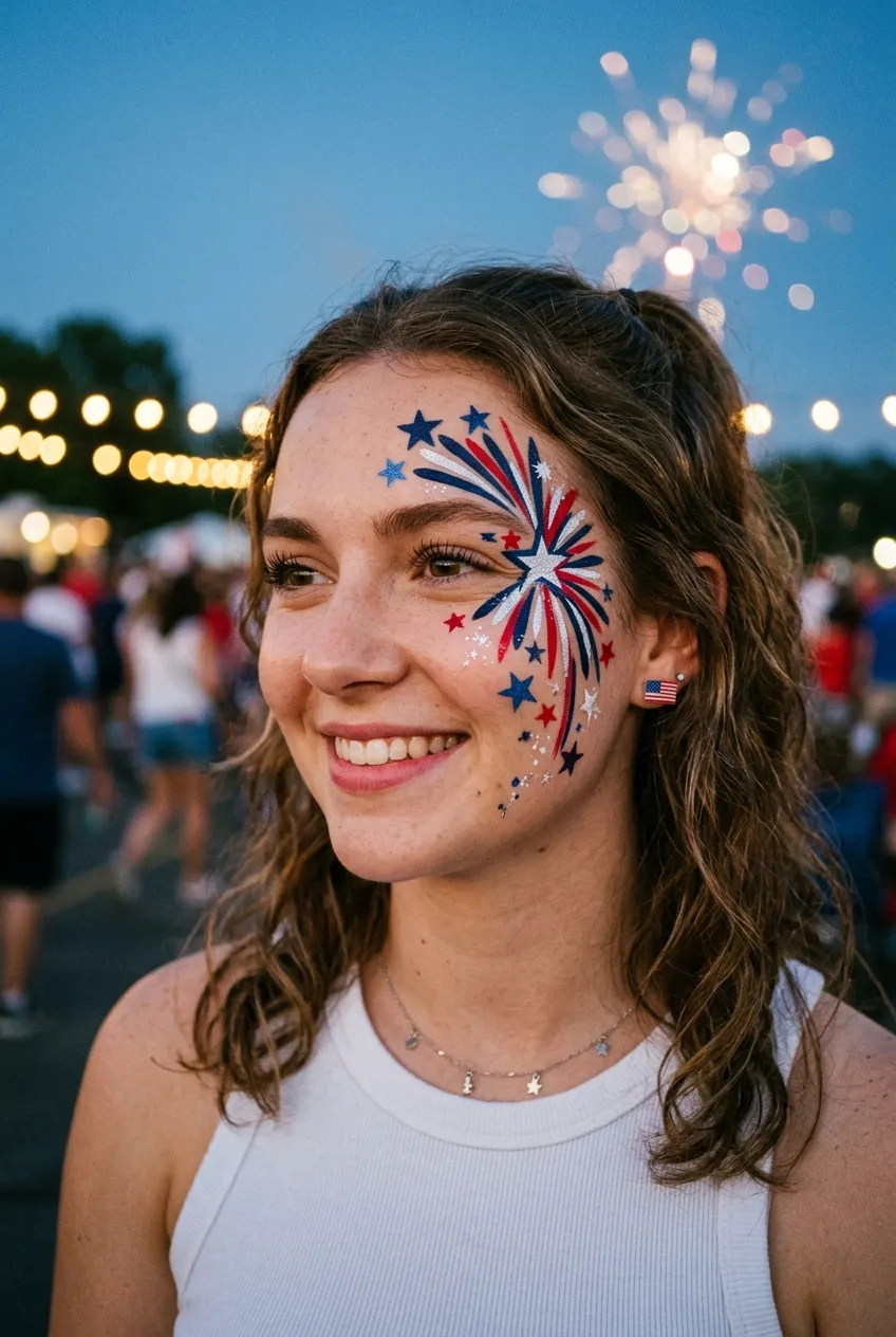 Bold graphic line editorial high fashion firework face paint
