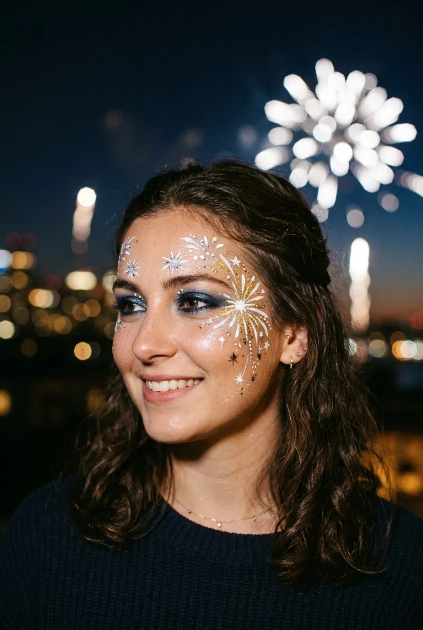 Full face starburst firework masquerade mask face paint