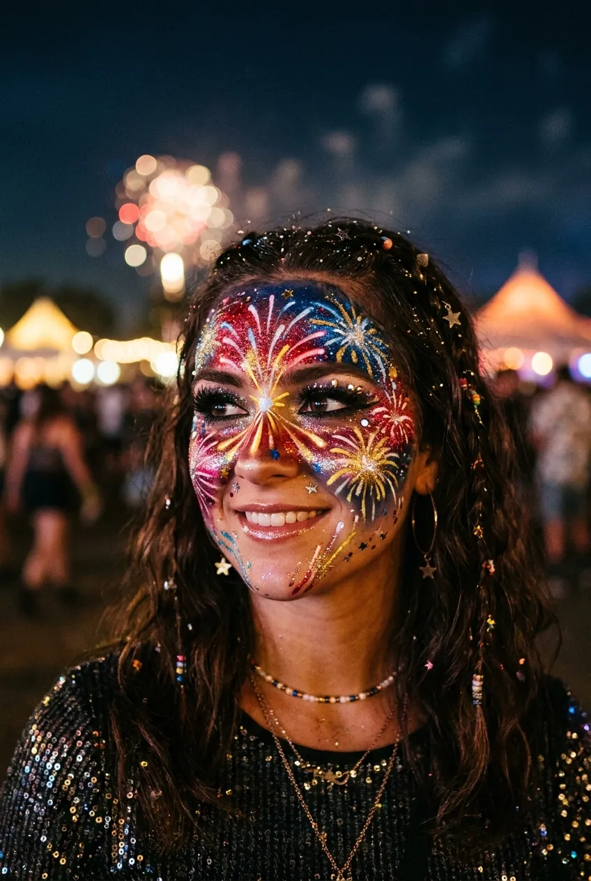 Expert level full face grand finale firework explosion face paint masterpiece