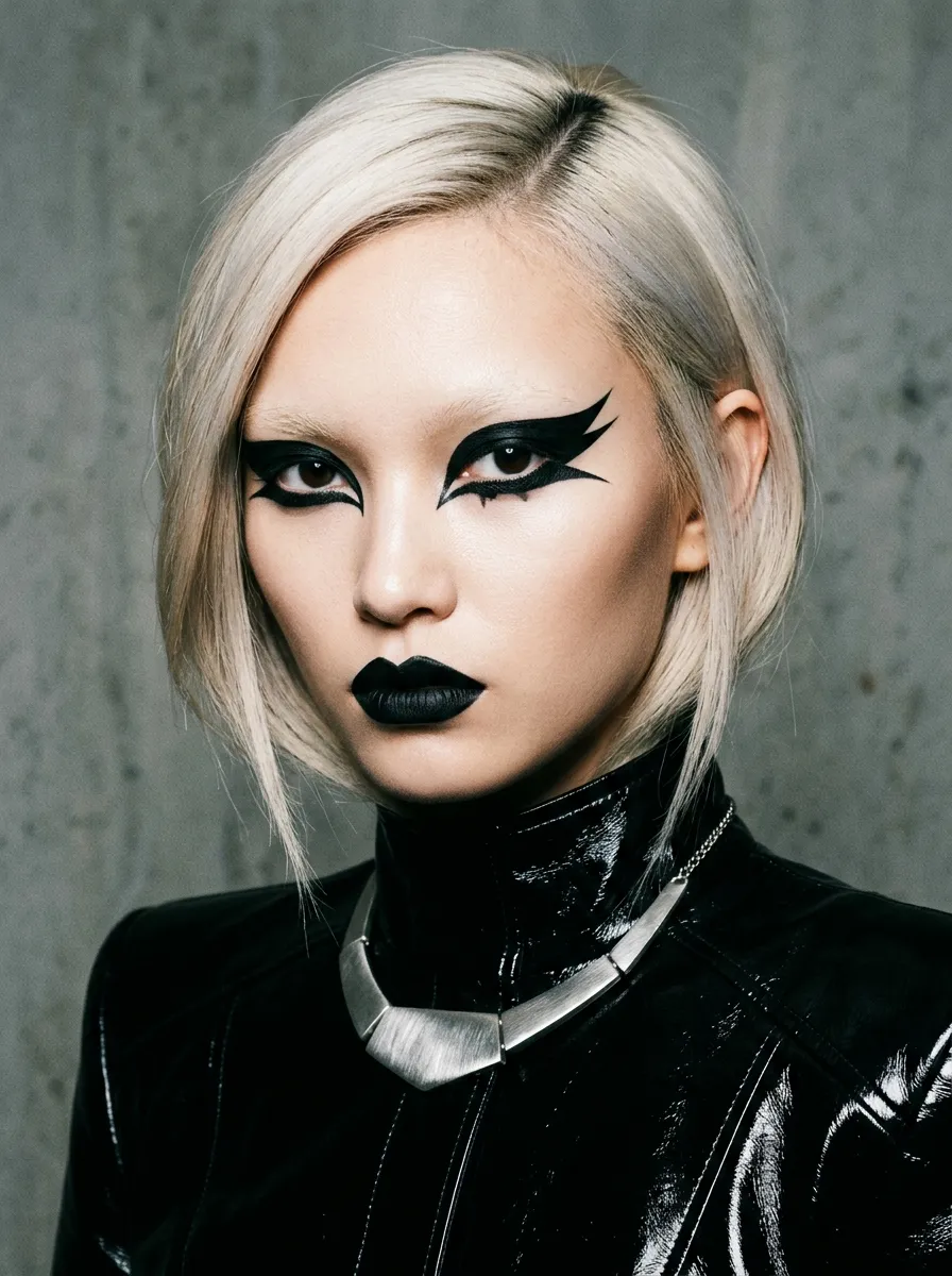 Bleached Brows & Black Liner funky makeup