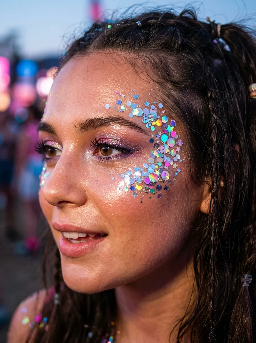 Holographic Chunky Glitter funky makeup