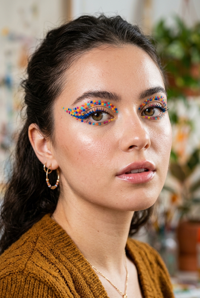 Pointillism Dotted Eyeliner funky makeup