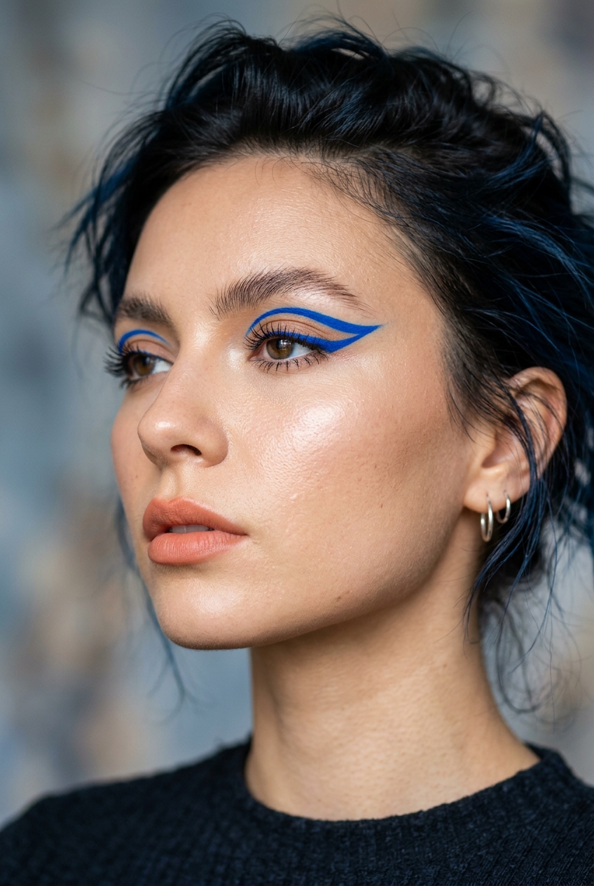 Electric Blue Floating Crease funky makeup