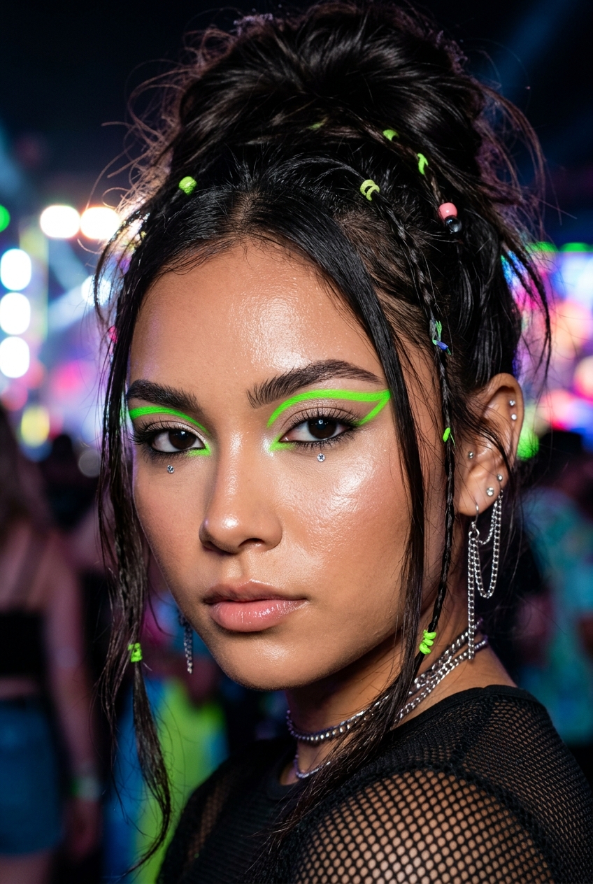 Neon Green Under-Arch funky makeup
