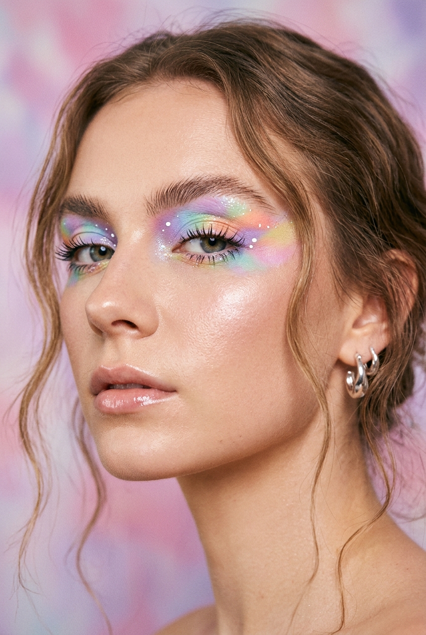 Pastel Tie-Dye Lids funky makeup