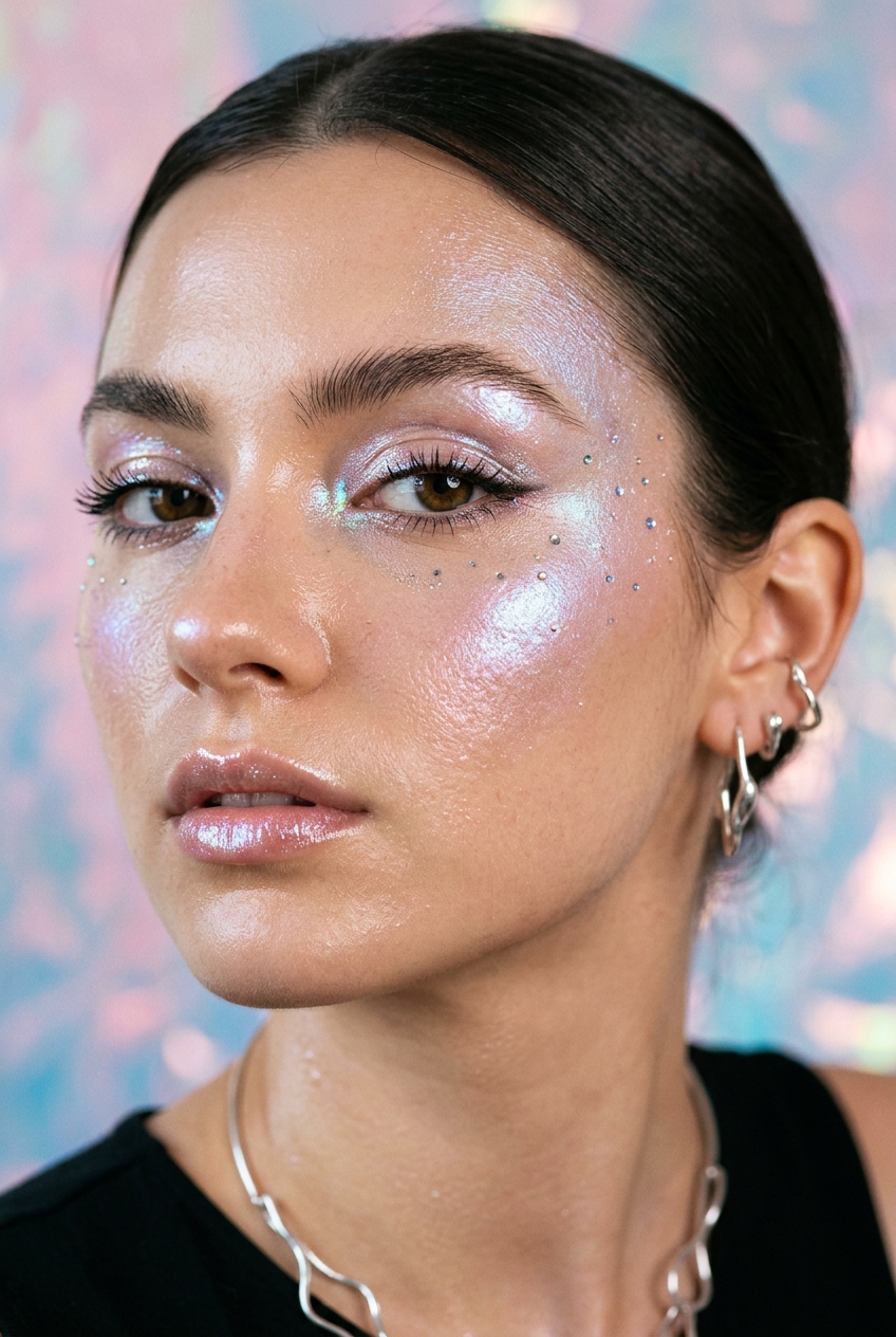 Holographic Pearl Highlighter funky makeup