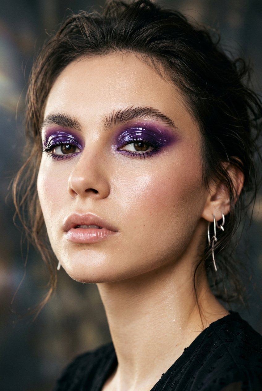Deep Violet Glossy Lids funky makeup