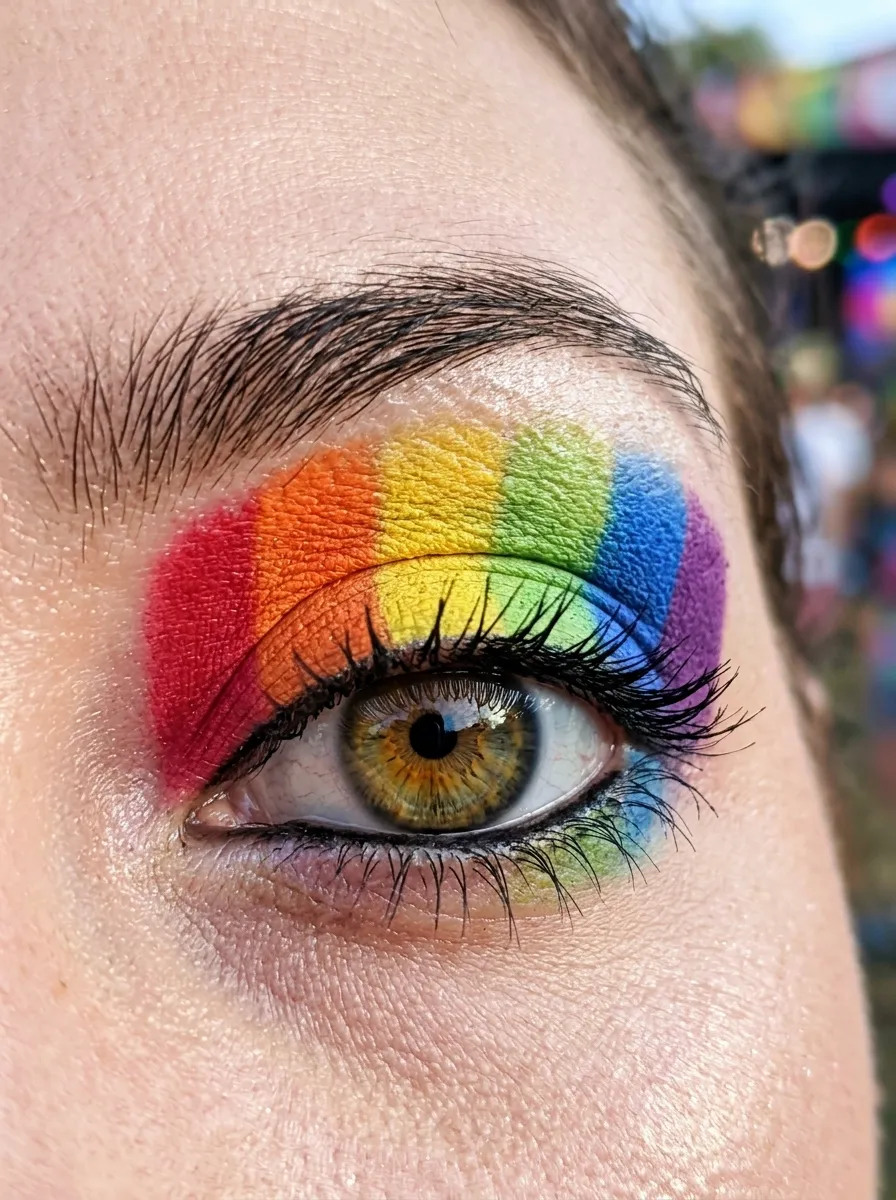 Prismatic Rainbow Lids funky makeup