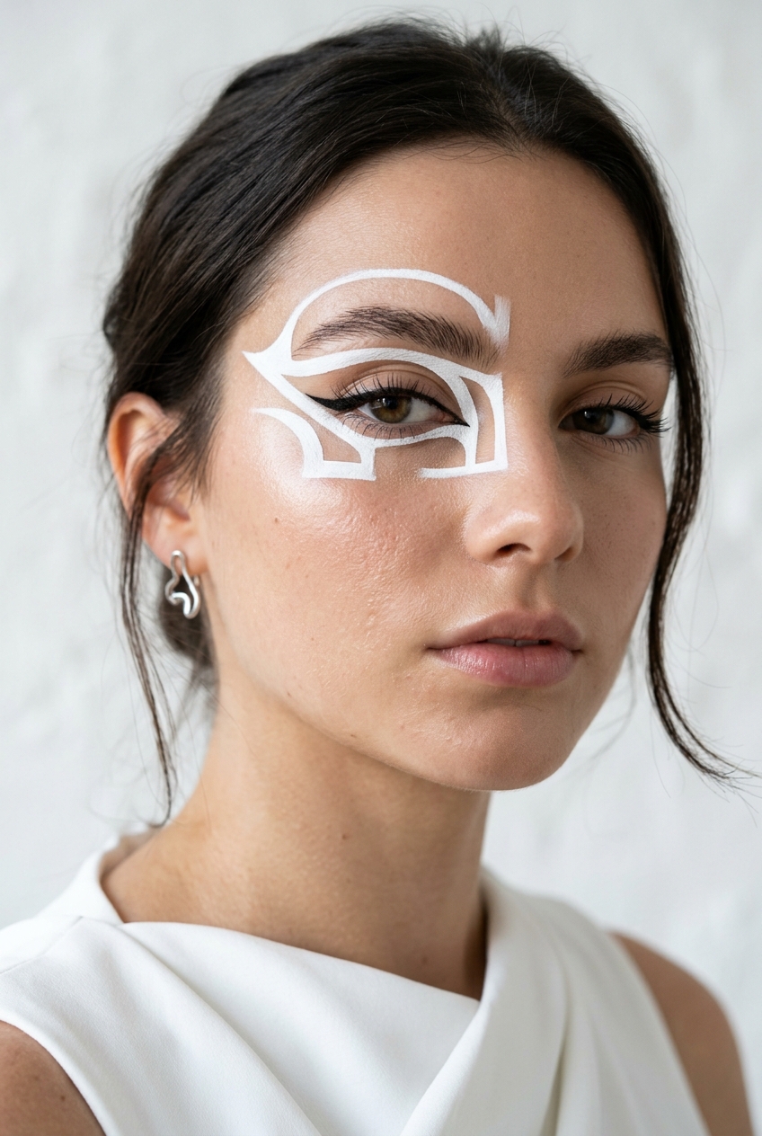 White Abstract Negative Space funky makeup