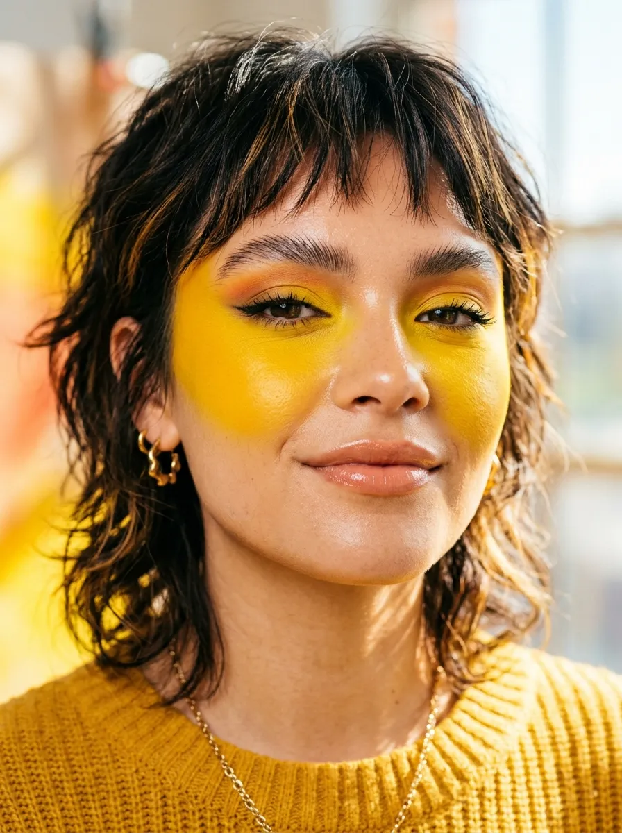 Sunny Yellow Draping funky makeup