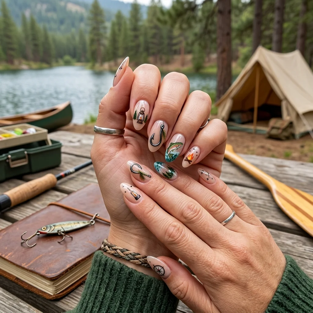 Earthy and Organic Outdoorsy Nail Design