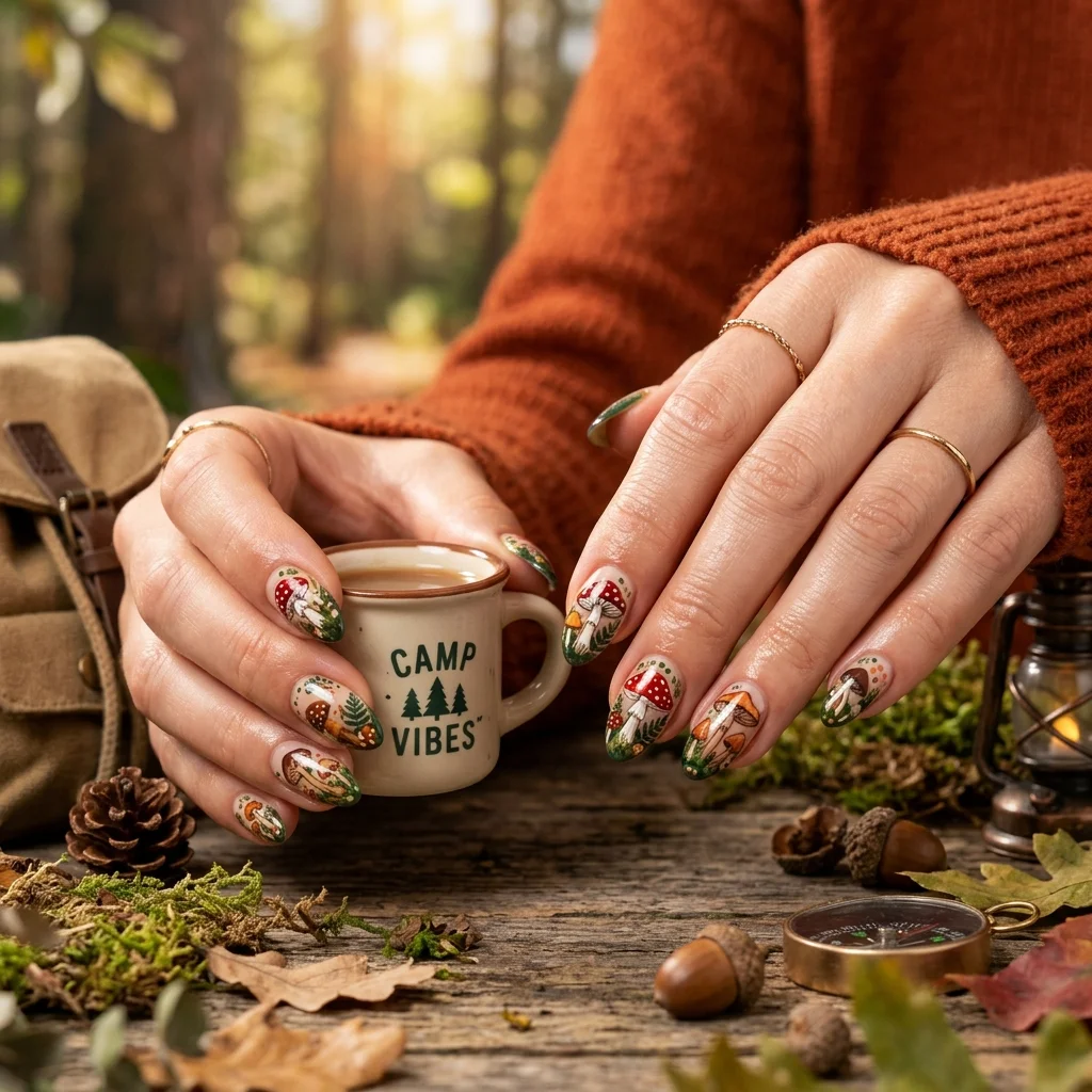 Earthy and Organic Outdoorsy Nail Design