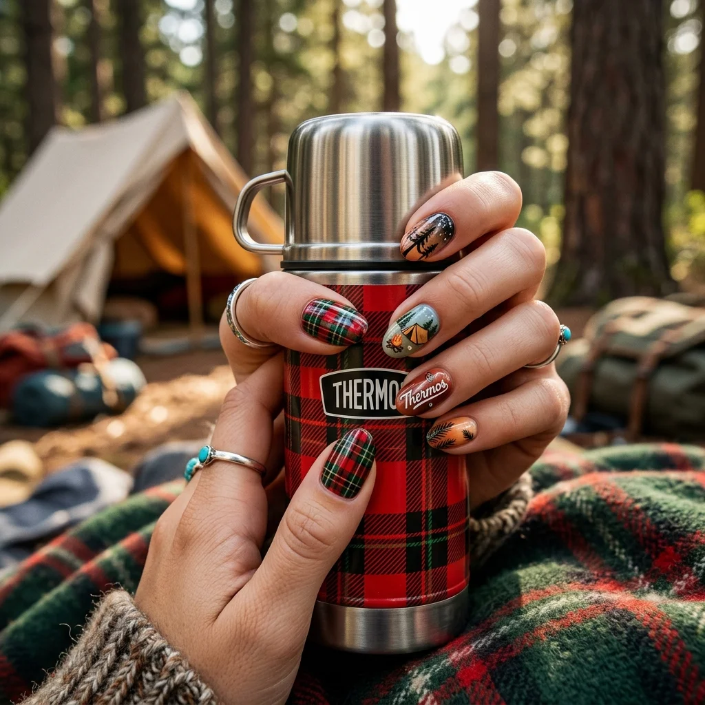 Earthy and Organic Outdoorsy Nail Design