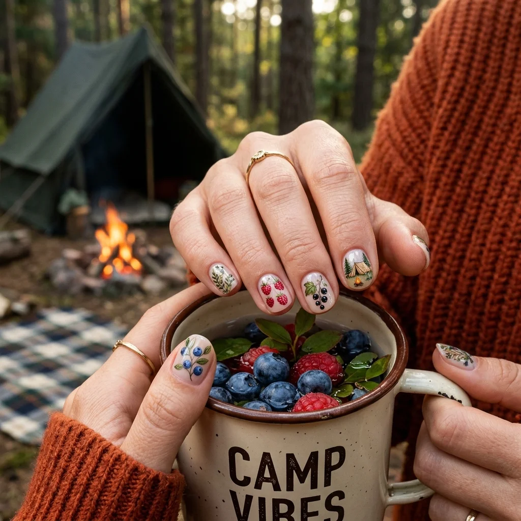 Earthy and Organic Outdoorsy Nail Design