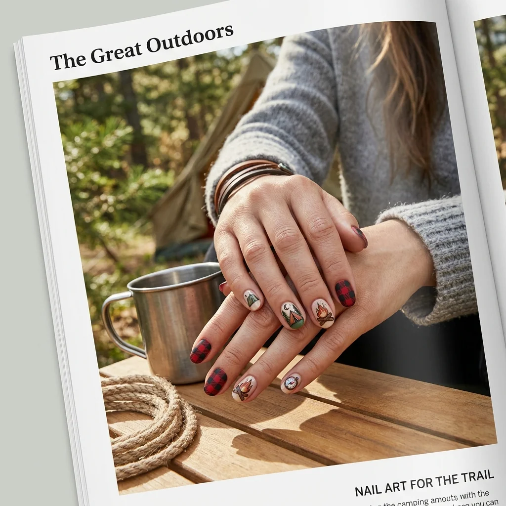 Earthy and Organic Outdoorsy Nail Design
