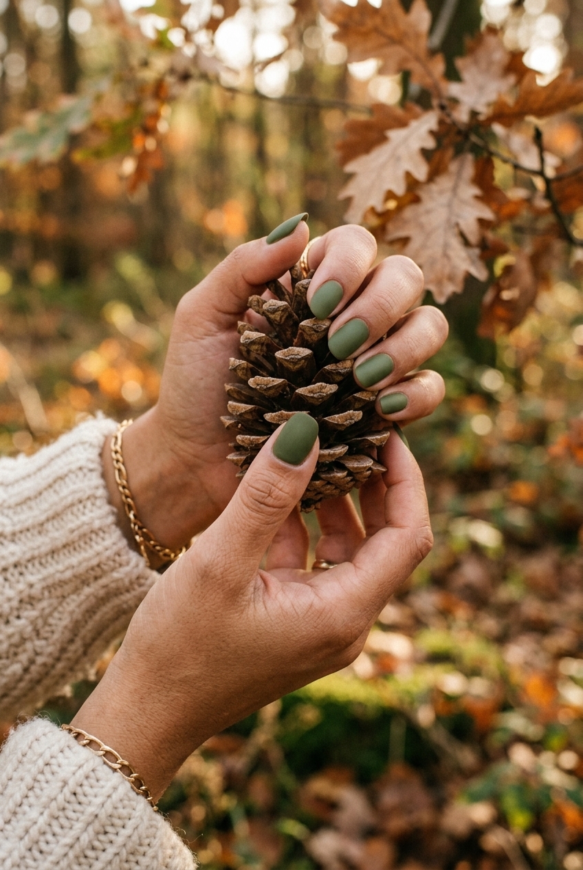 7. Matte Olive Green for a Grounded Aesthetic