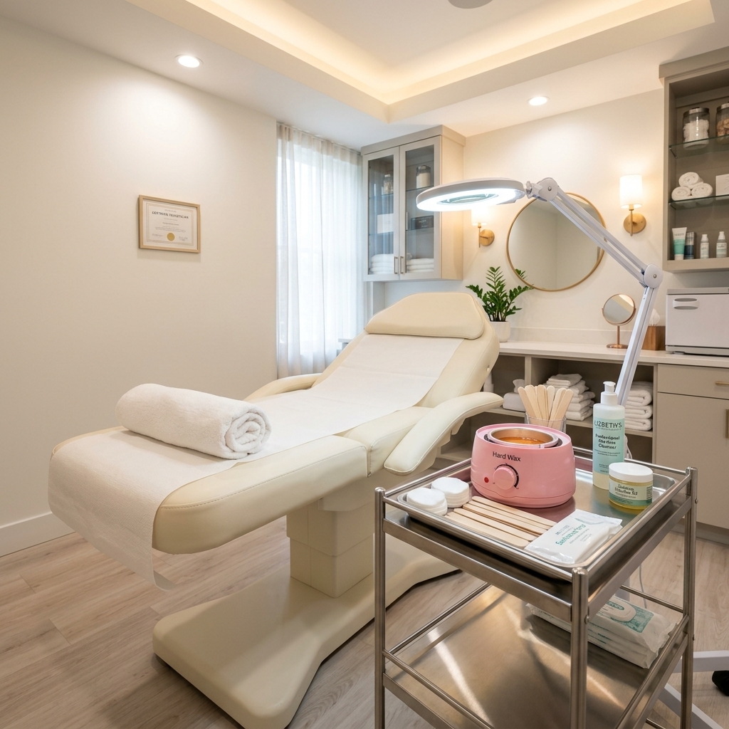 Erection During Waxing: Understanding and Managing It 1 A professional waxing salon room showing a sterile environment