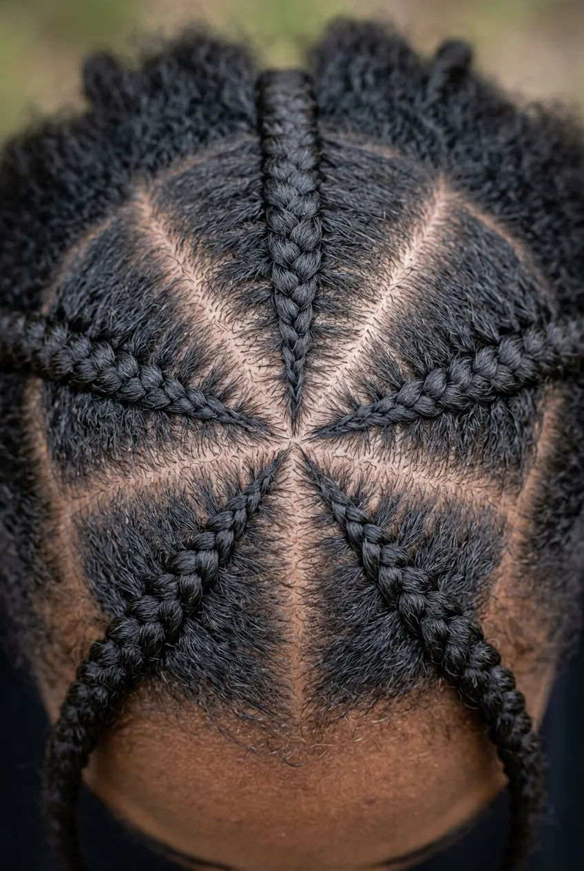 30 Star Hairstyles for Kids That Are Out of This World 24 5-Point Star Cornrow Design star hairstyle