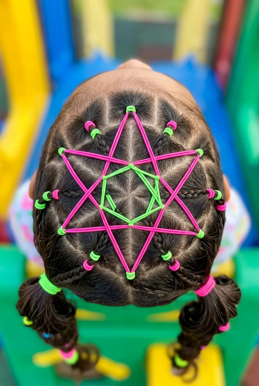 30 Star Hairstyles for Kids That Are Out of This World 8 Criss-Cross Rubber Band Star star hairstyle