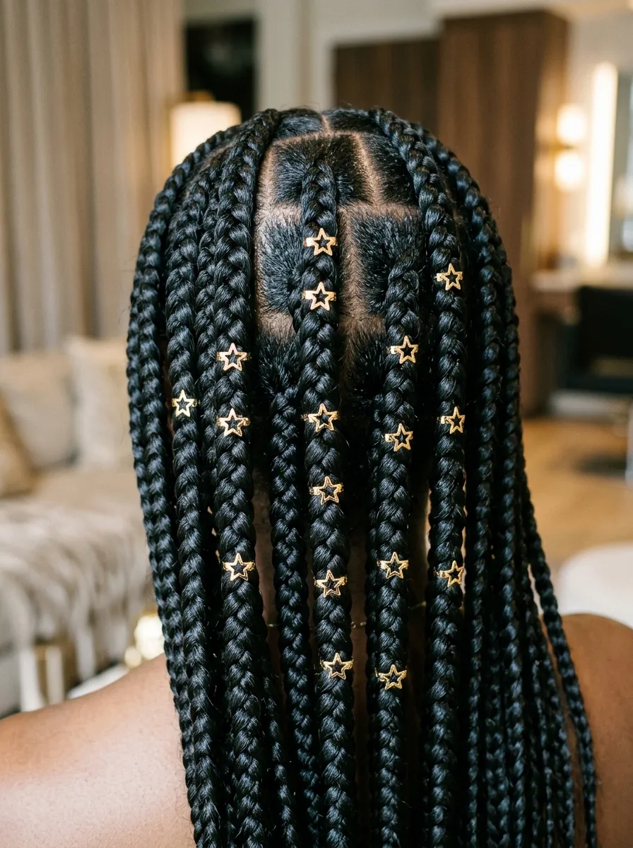 30 Star Hairstyles for Kids That Are Out of This World 5 Braids with Star Cuffs Accent star hairstyle