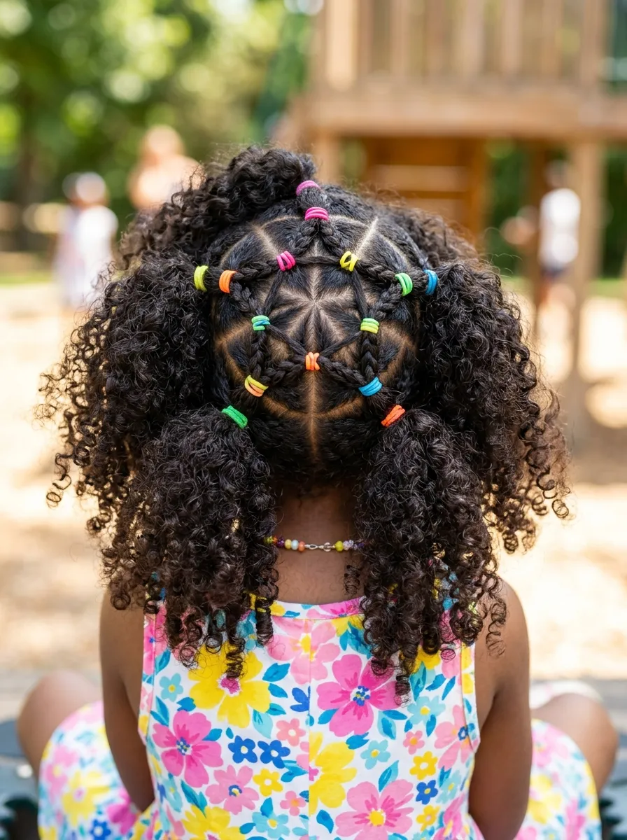 30 Star Hairstyles for Kids That Are Out of This World 1 Rubber Band Star Half-Up star hairstyle