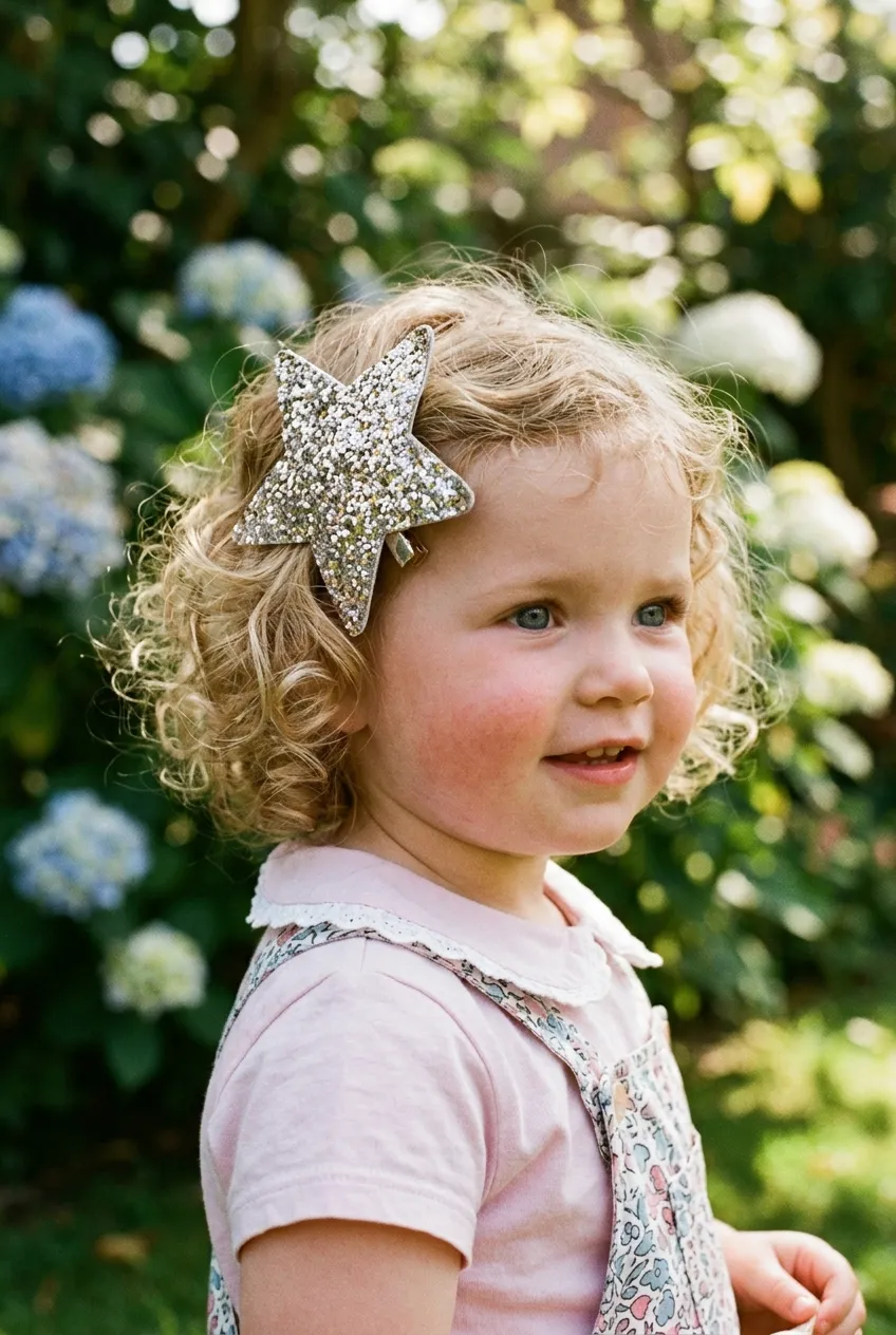 30 Star Hairstyles for Kids That Are Out of This World 21 Glittery Star Shaped Hair Bows star hairstyle
