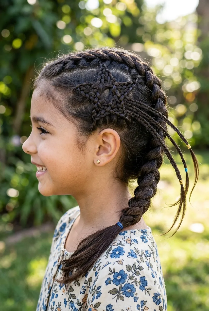 30 Star Hairstyles for Kids That Are Out of This World 25 Shooting Star Side Braid star hairstyle