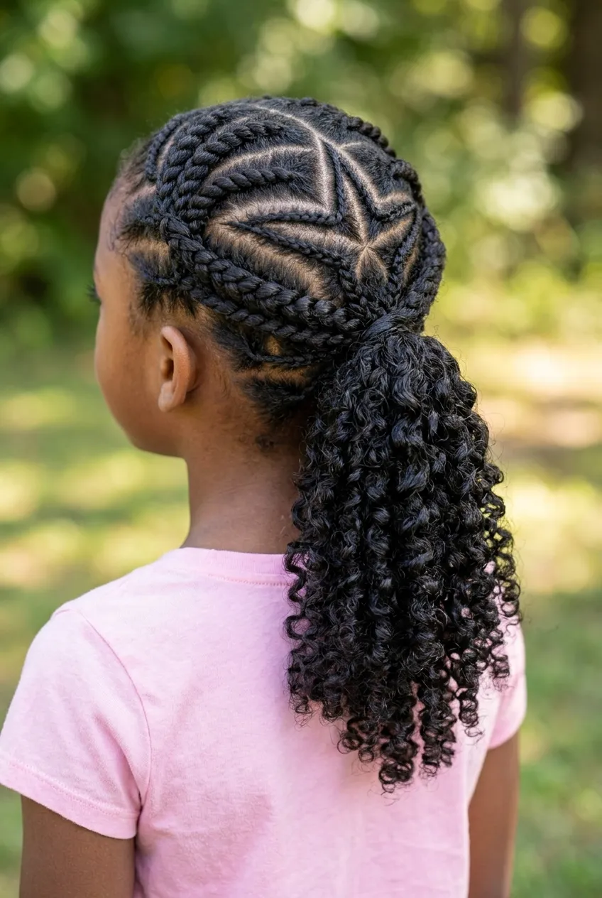 30 Star Hairstyles for Kids That Are Out of This World 18 Flat Twisted Star Half-Updo star hairstyle