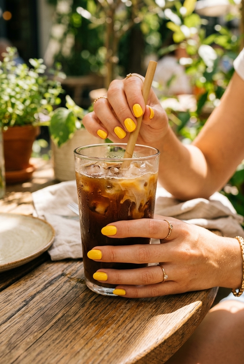 4. Bright Summer Yellow for Iced Coffee Days