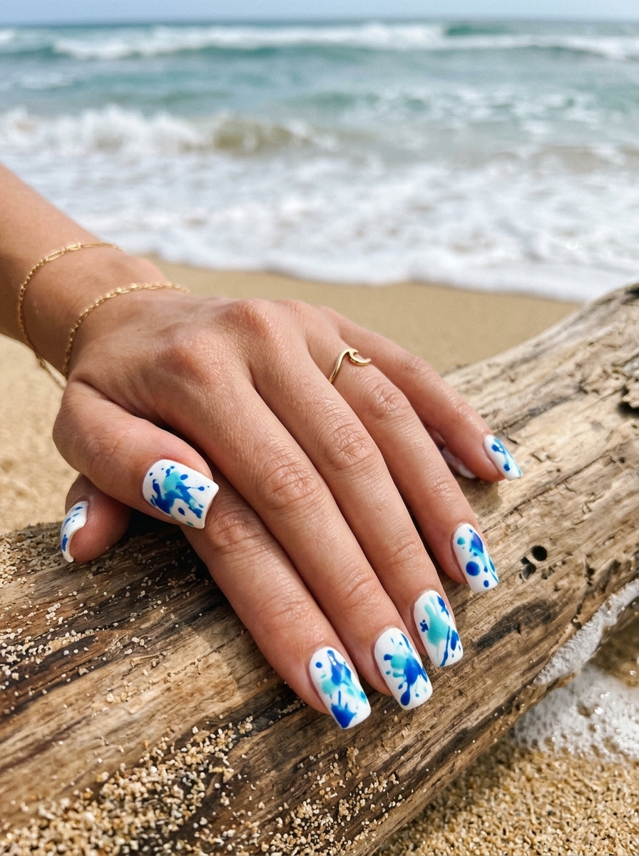 1. Abstract Splatters Surfside Nails
