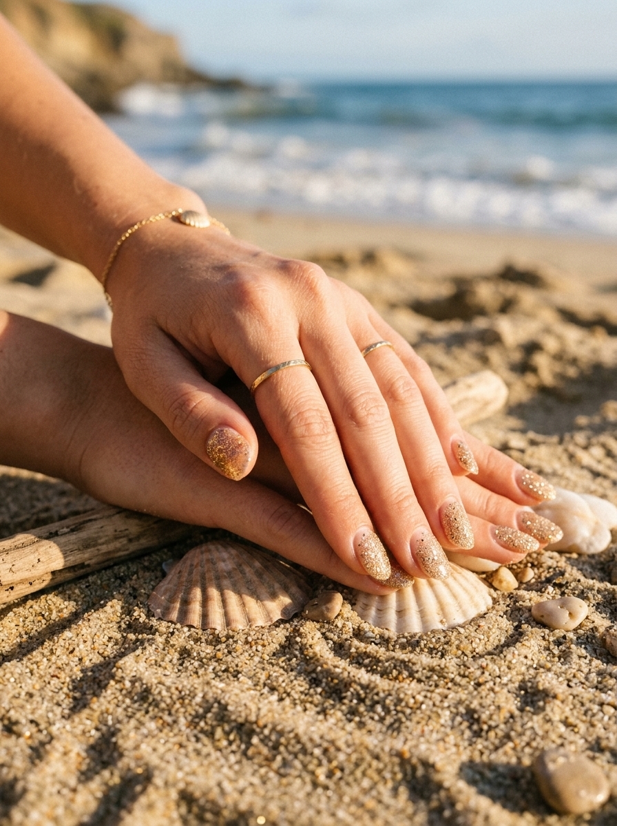 5. Glistening Sand Surfside Nails