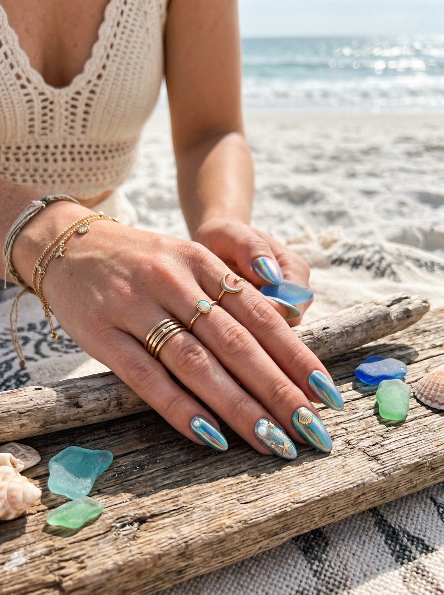 11. Mermaid Chrome Surfside Nails