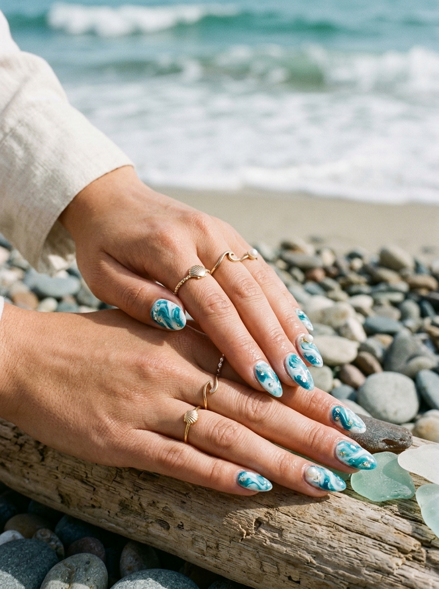 18. Ocean Marble Surfside Nails