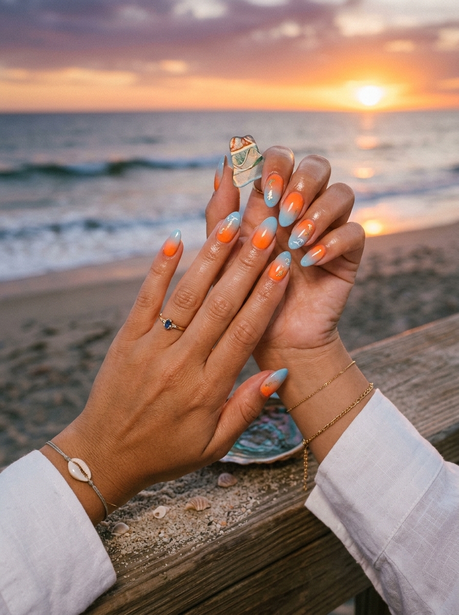 25. Sunset Ombre Surfside Nails