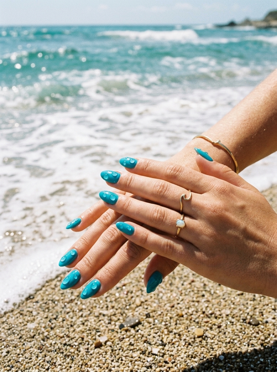 29. Turquoise Drops Surfside Nails
