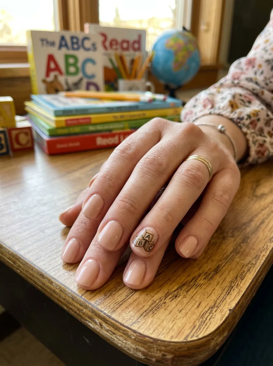 Tiny ABC Alphabet Blocks teacher nail design
