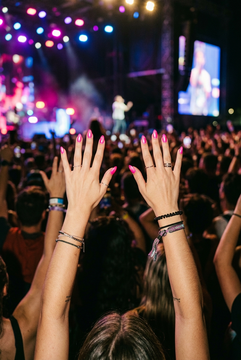 30 Best Concert Nails for Your Next Big Show 3 Edgy Black Stiletto with Chains