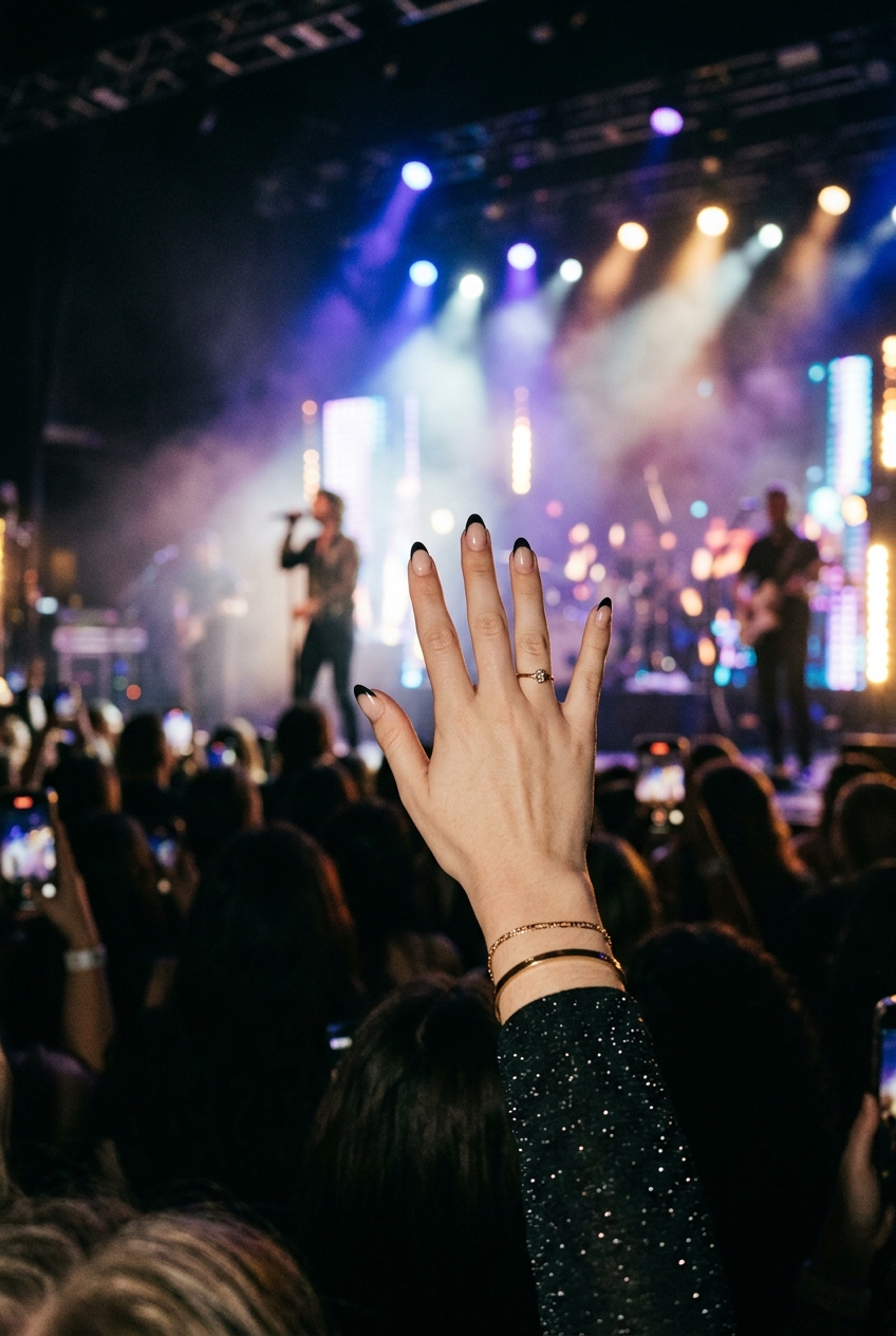 30 Best Concert Nails for Your Next Big Show 17 Glittery Sapphire Blue