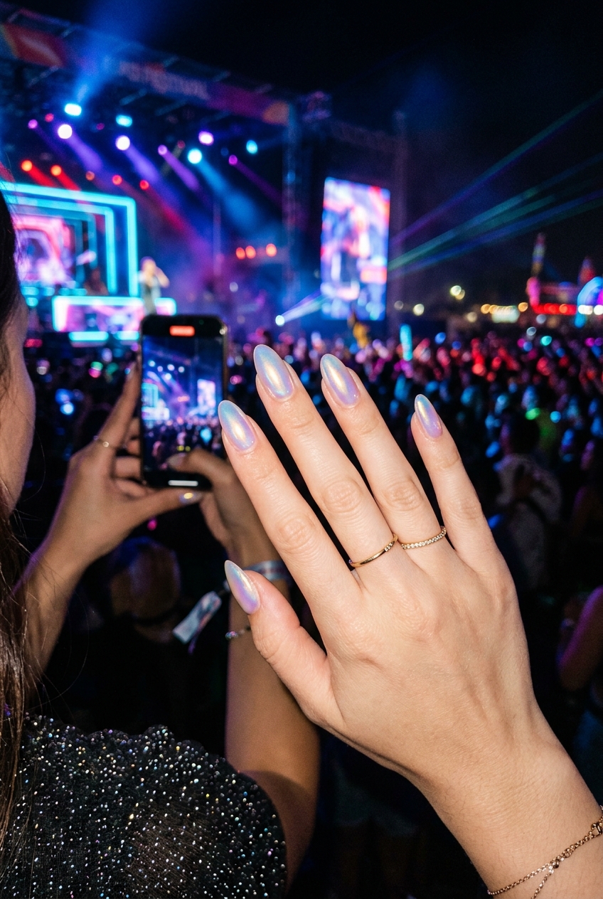 30 Best Concert Nails for Your Next Big Show 31 Iridescent Glazed Finish